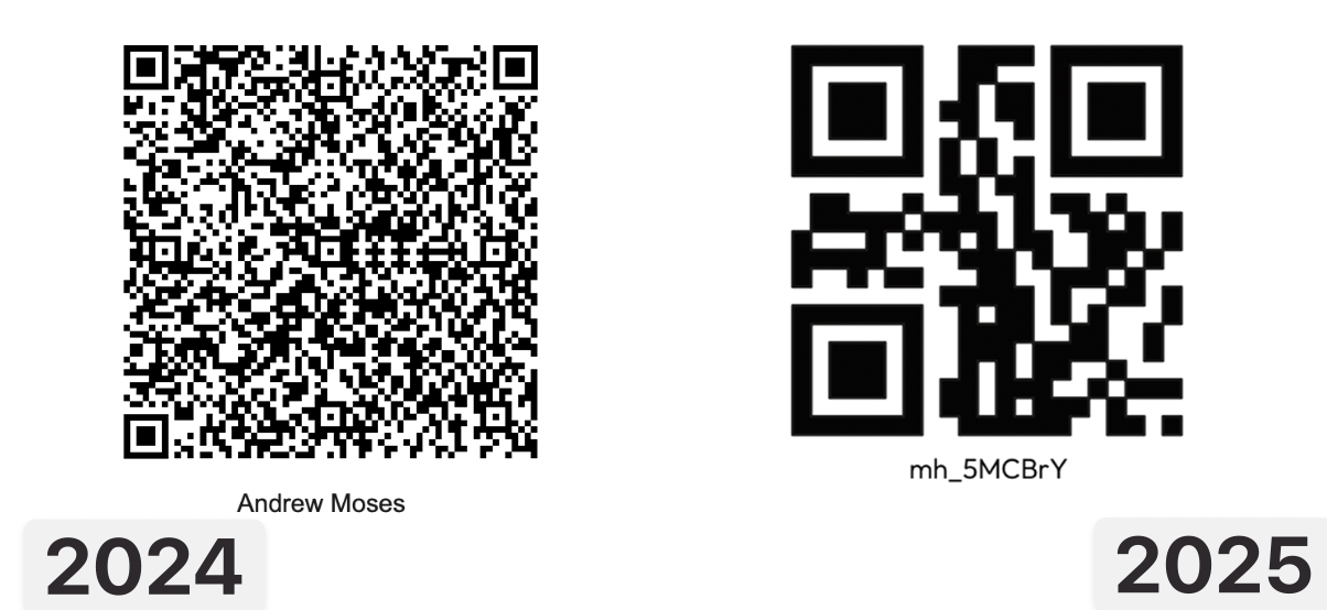 Comparison of QR code resolutions: left QR code with higher resolution, right QR code with less resolution