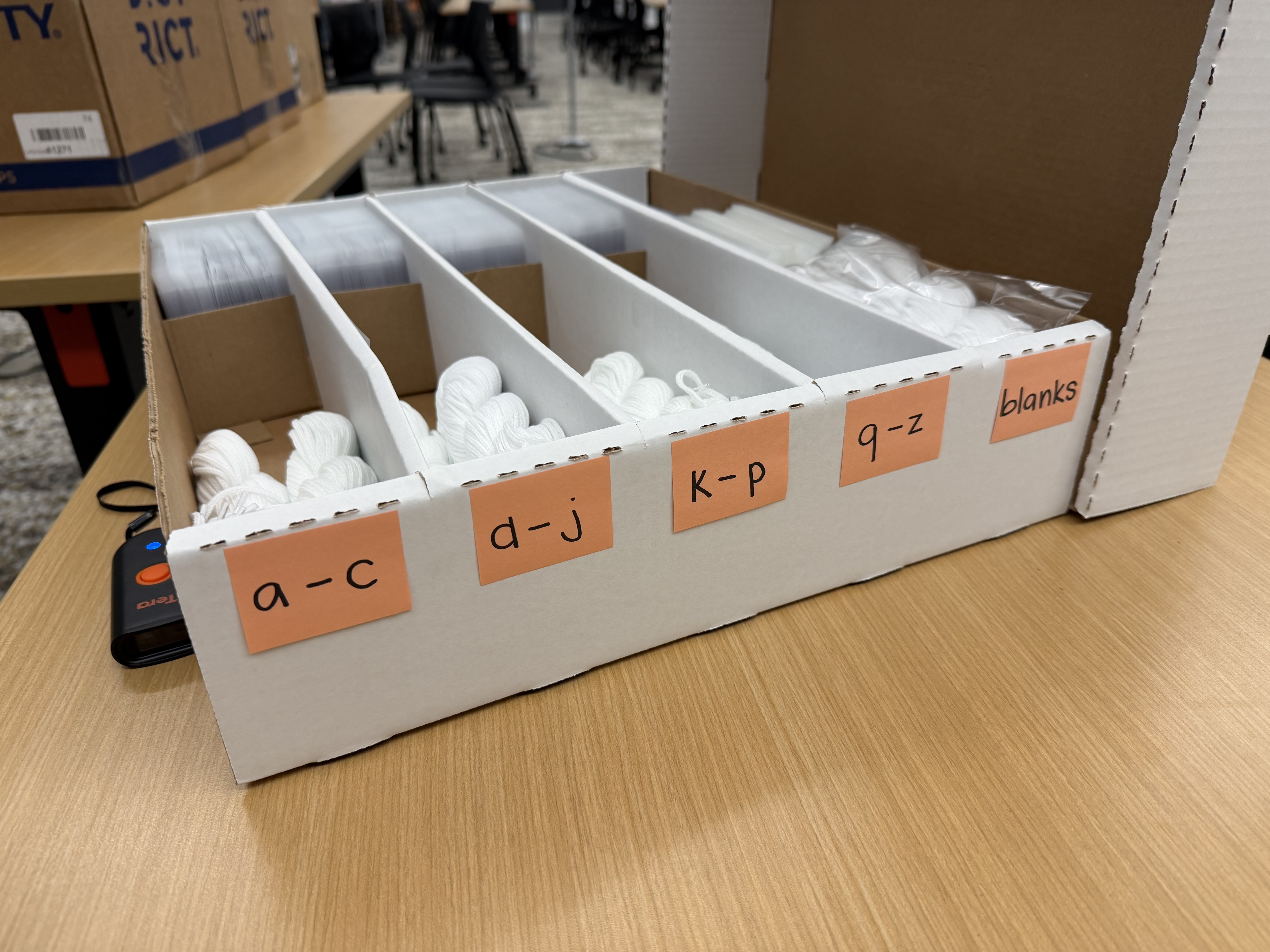 Labels with alphabetized nametags