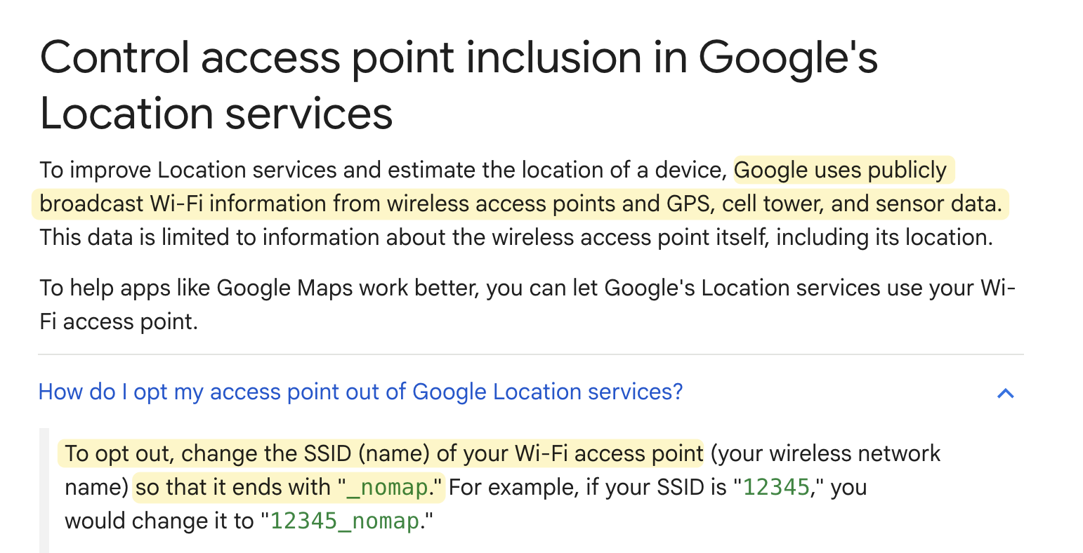 Google support WPS opt out page