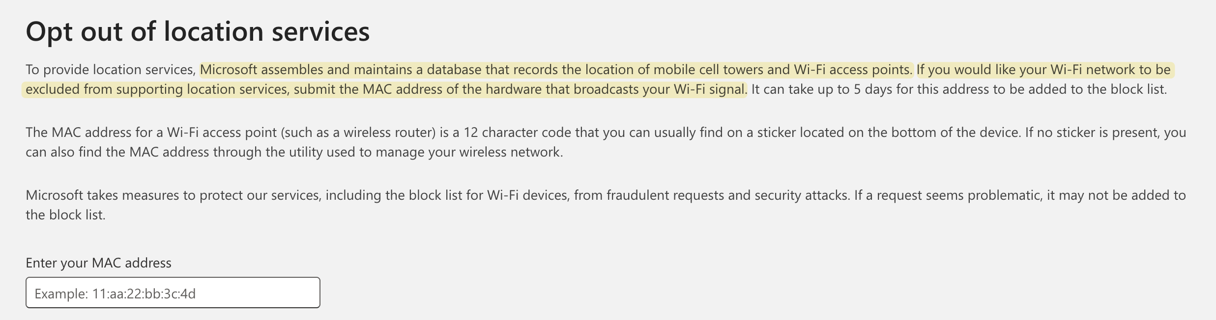 Microsoft support WPS opt out page